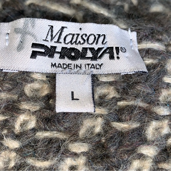 Maison Pholya Wool Alpaca Mohair Blend Longline Cardigan Sweater Size L Chunky - Picture 6 of 8